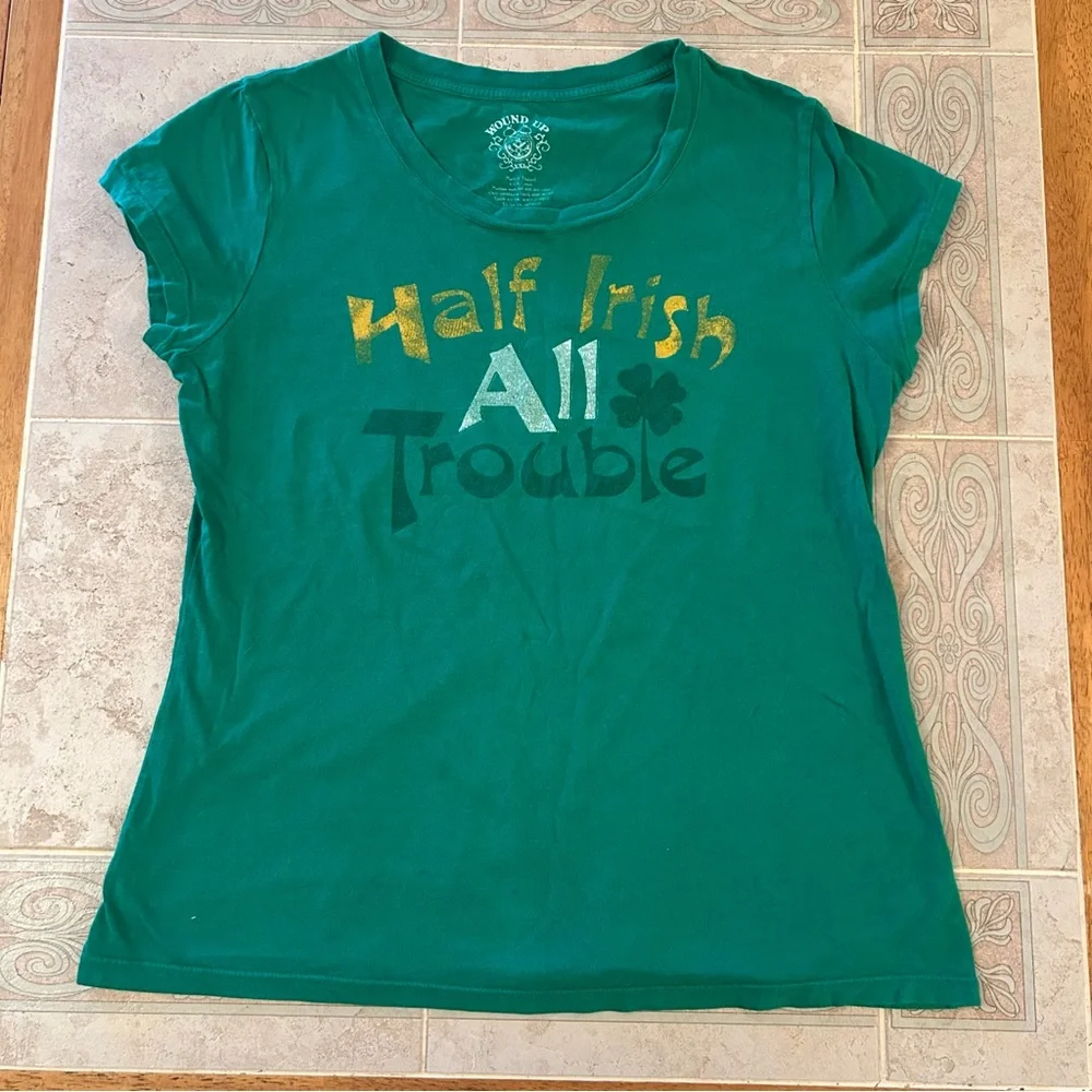 Wound Up Green Tee - Half Irish All Trouble - Picture 2 of 4
